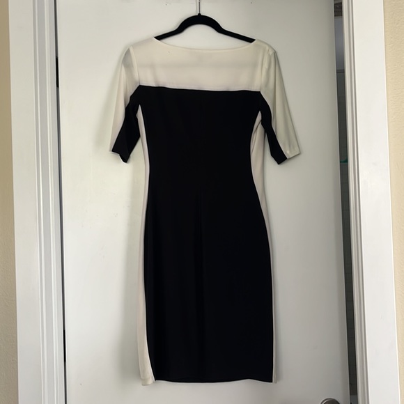 Chaps black and white ruched dress - Picture 3 of 4